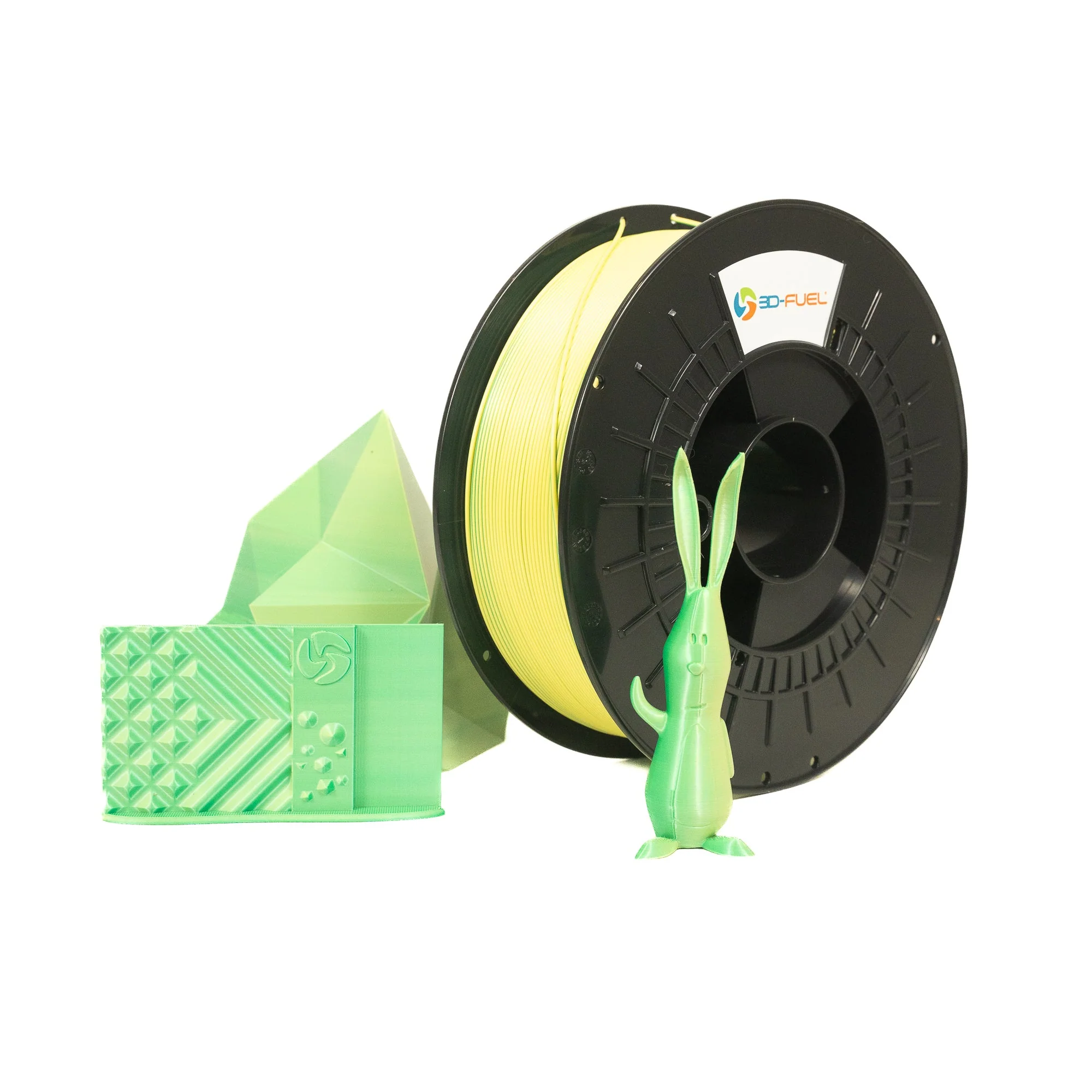 Dual-Color Silk PLA+, Silky Lemon Lime, 1.75mm - Image 3