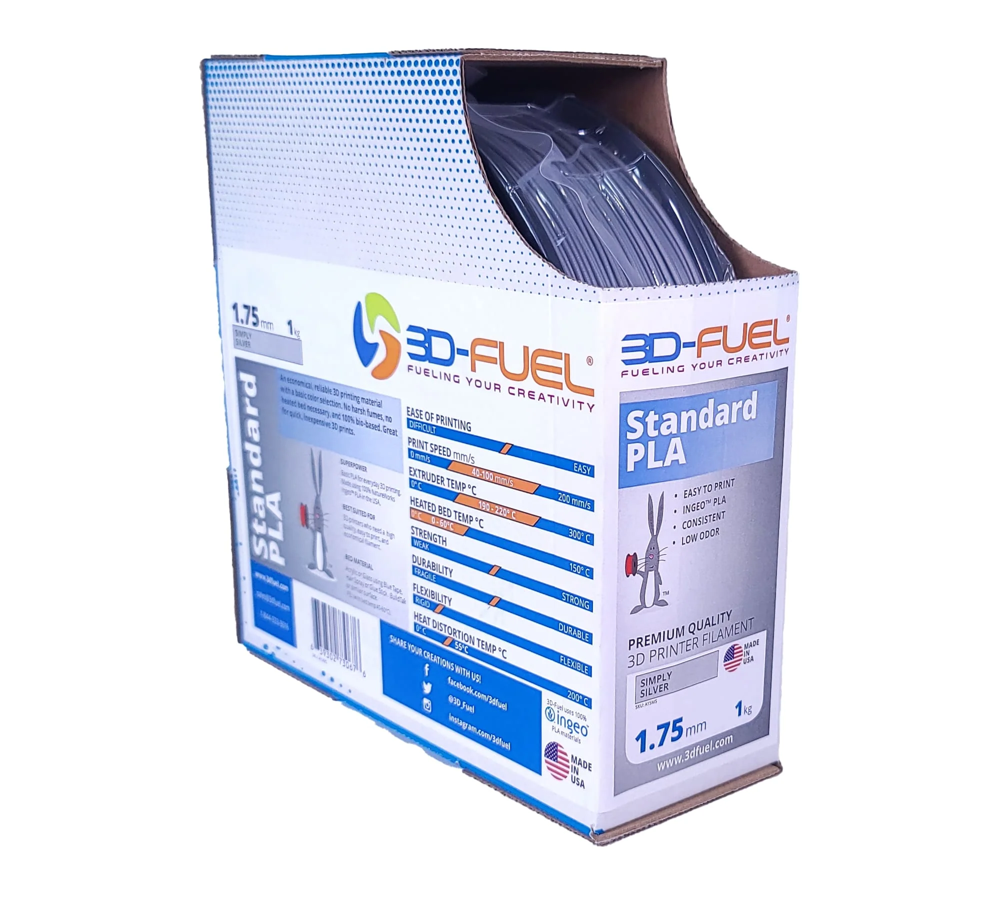 Standard PLA+, Metallic Silver, 1.75mm - Image 4